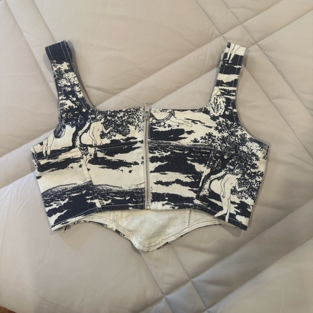 Reformation Raya Naked Lunch Denim Bustier Top - Picture 6 of 7
